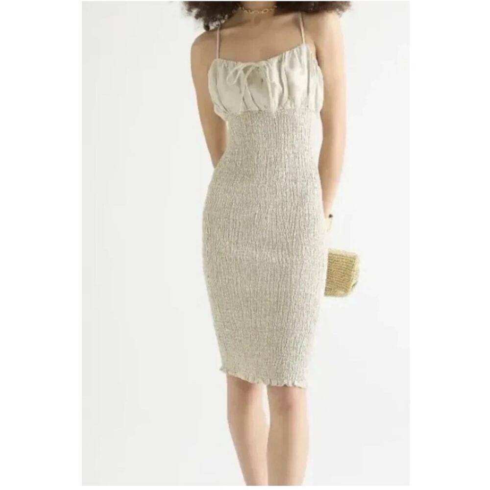 J.Crew Women’s 100% Linen Smocked Midi Dress Size 6 🤍☀️